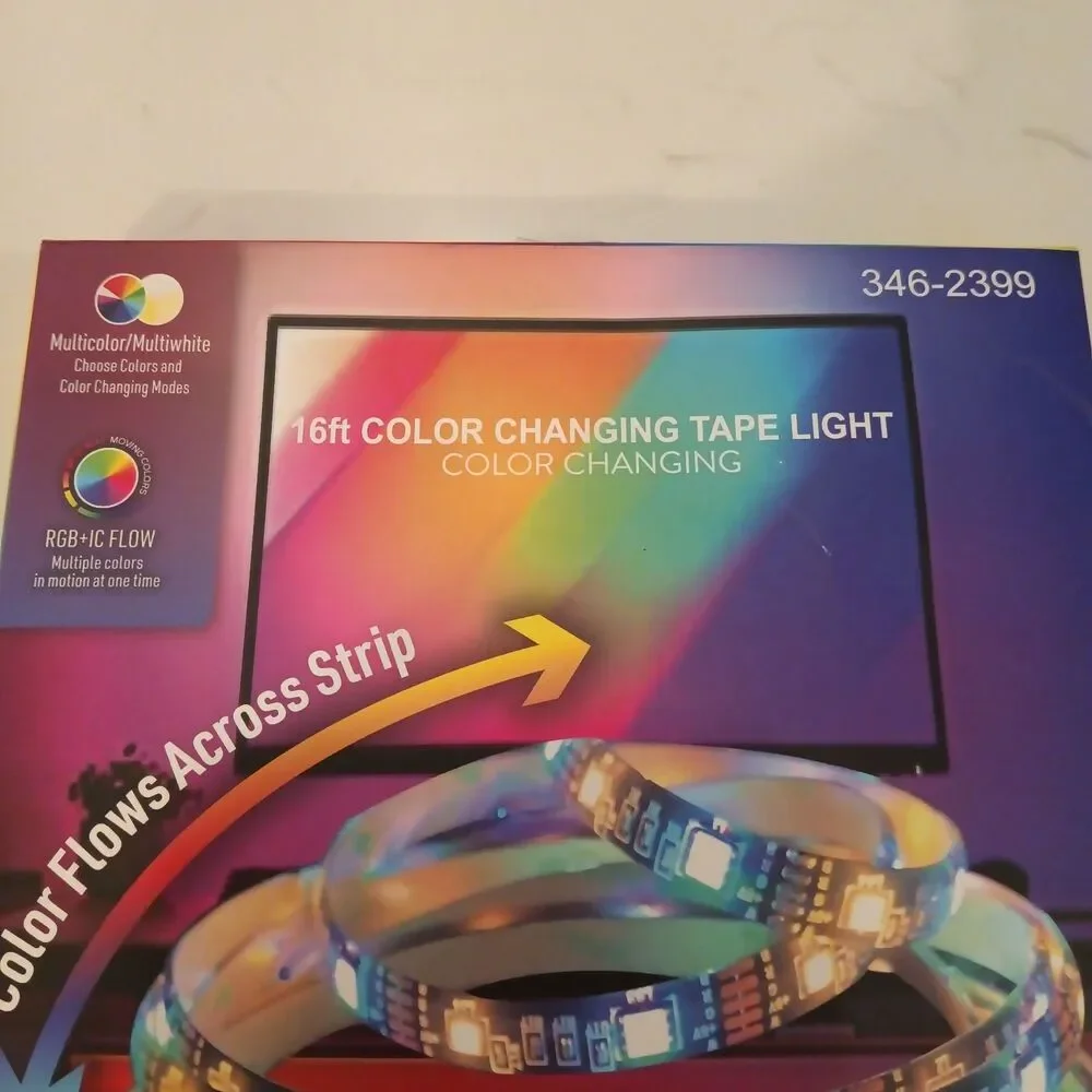 16 Ft Color Changing Tape LED Light With Remote Control USB RGB + IC Flow